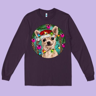Christmas Chihuahua Long Sleeve Tee Designed By Ranaportraitstore