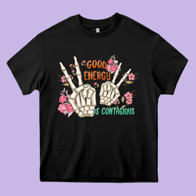 Good Energy Is Contagious Heavy Core Tee Designed By Maliassmallbusiness