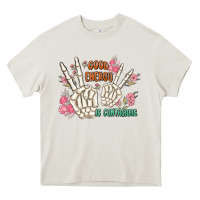 Cream good energy is contagious Heavy Core Tee - MaliasSmallBusiness