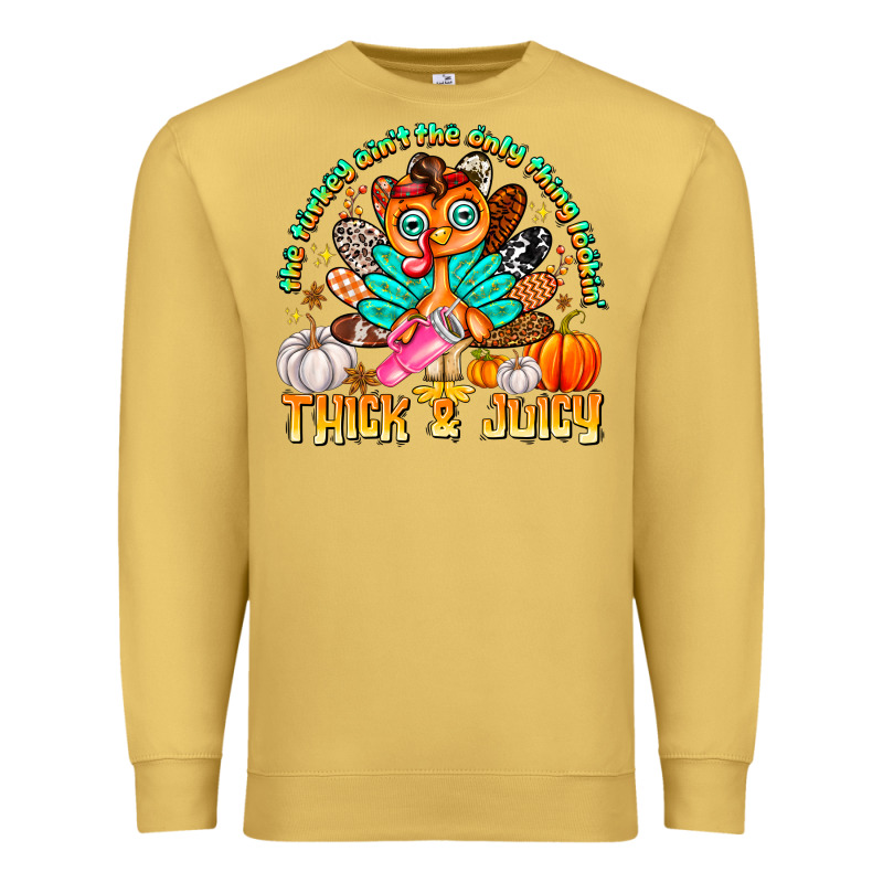 The Turkey Ain’t The Only Thing Lookin Thick & J Premium Sweatshirt by CowhideDigitalArt | Teevron
