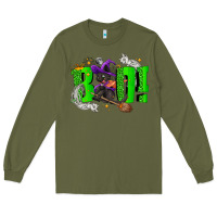 Army Green Boo! with black cat Halloween Long Sleeve Tee - NancyCooperArtShop