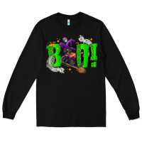 Black Boo! with black cat Halloween Long Sleeve Tee - NancyCooperArtShop