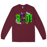 Burgundy Boo! with black cat Halloween Long Sleeve Tee - NancyCooperArtShop