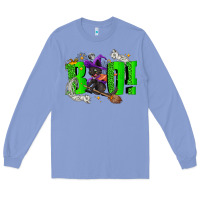 Colony Blue Boo! with black cat Halloween Long Sleeve Tee - NancyCooperArtShop