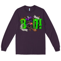 Plum Boo! with black cat Halloween Long Sleeve Tee - NancyCooperArtShop