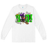 White Boo! with black cat Halloween Long Sleeve Tee - NancyCooperArtShop