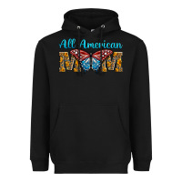 Black All American Mom Butterfly Heavyweight Hoodie - LillyAllenDesigns