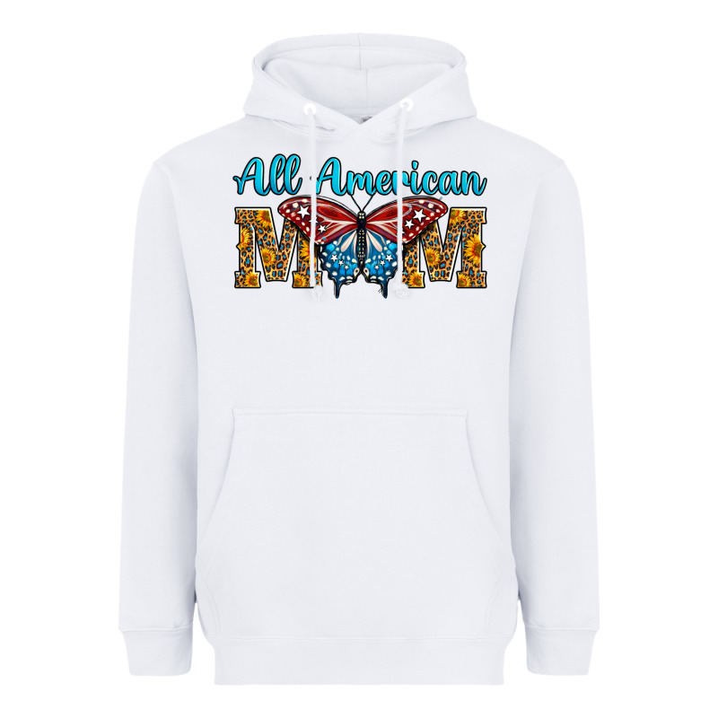 All American Mom Butterfly Heavyweight Hoodie by LillyAllenDesigns | Teevron