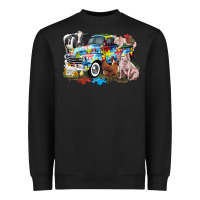 Black Autism truck with farm animals Heavyweight Sweatshirt - CowGirlArtShop