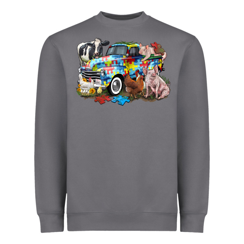 Autism Truck With Farm Animals Heavyweight Sweatshirt by CowGirlArtShop | Teevron