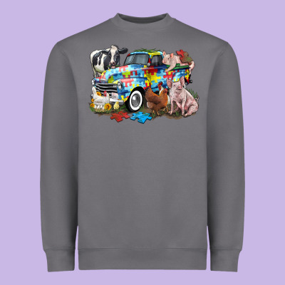 Autism Truck With Farm Animals Heavyweight Sweatshirt Designed By Cowgirlartshop