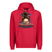 Cardinal All American mama messy bun 4th of july Premium Hoodie - FaDigitalArtStudio