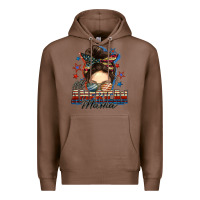 Chestnut All American mama messy bun 4th of july Premium Hoodie - FaDigitalArtStudio