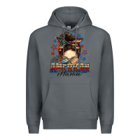 Rock All American mama messy bun 4th of july Premium Hoodie - FaDigitalArtStudio
