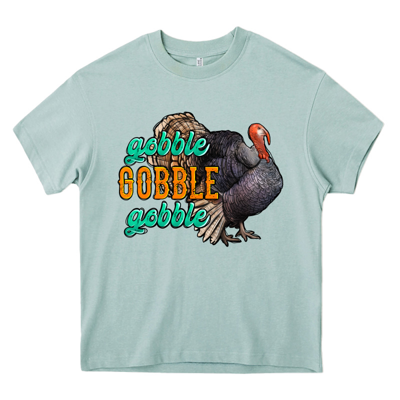 Thanksgiving Turkey Gobble Gobble Heavy Core Tee by NancyCooperArtShop | Teevron