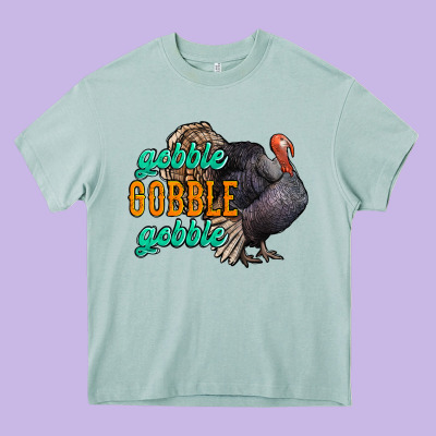 Thanksgiving Turkey Gobble Gobble Heavy Core Tee Designed By Nancycooperartshop