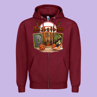 Basketball Dad Zipper Hoodie Designed By Fadigitalartstudio