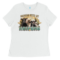 White hanging with my heifers Ladies Tee - NancyCooperArtShop