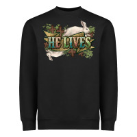 Black He lives Easter Day Heavyweight Sweatshirt - HowdyJamesFarm