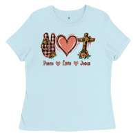 Baby Blue Peace Love Jesus Ladies Tee - Jasminsmagicworld