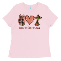 Bubblegum Pink Peace Love Jesus Ladies Tee - Jasminsmagicworld