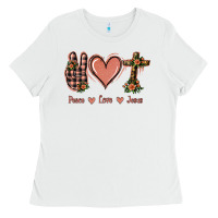 White Peace Love Jesus Ladies Tee - Jasminsmagicworld