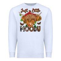 White Just a Little Moody Premium Sweatshirt - CowhideDigitalArt