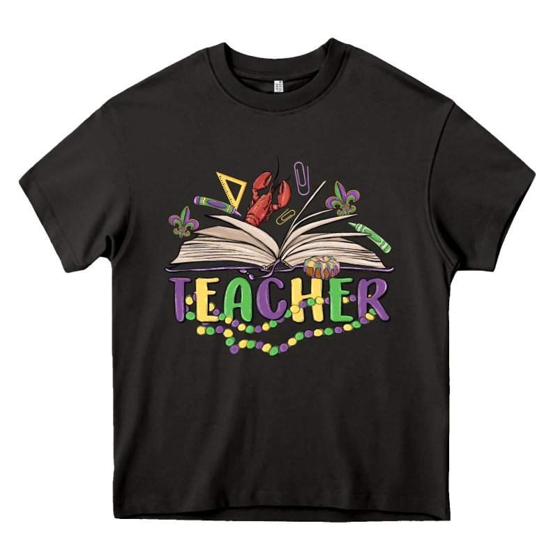 Teacher Mardi Gras Heavy Core Tee by MaliasSmallBusiness | Teevron