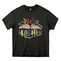 Asphalt teacher mardi gras Heavy Core Tee - MaliasSmallBusiness