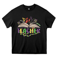 Black teacher mardi gras Heavy Core Tee - MaliasSmallBusiness