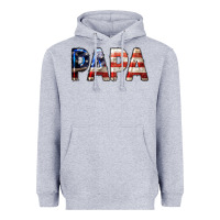 Heather Grey American Flag Papa 4th of July Heavyweight Hoodie - LillyAllenDesigns