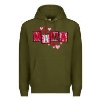 Army Green Mother's Day mama hearts Premium Hoodie - FaDigitalArtStudio