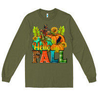 Army Green Hello Fall Long Sleeve Tee - NancyCooperArtShop