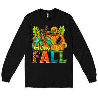 Black Hello Fall Long Sleeve Tee - NancyCooperArtShop