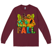 Burgundy Hello Fall Long Sleeve Tee - NancyCooperArtShop