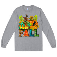 Heather Grey Hello Fall Long Sleeve Tee - NancyCooperArtShop