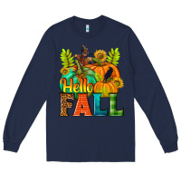 Navy Hello Fall Long Sleeve Tee - NancyCooperArtShop