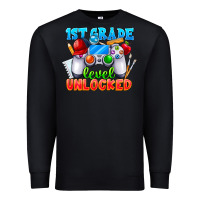 Black 1st Grade Level Unlocked Premium Sweatshirt - CowhideDigitalArt