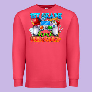 1st Grade Level Unlocked Premium Sweatshirt Designed By Cowhidedigitalart