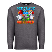 Charcoal Heather 1st Grade Level Unlocked Premium Sweatshirt - CowhideDigitalArt