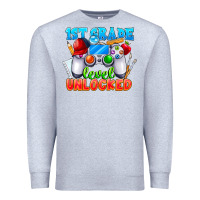 Heather Grey 1st Grade Level Unlocked Premium Sweatshirt - CowhideDigitalArt