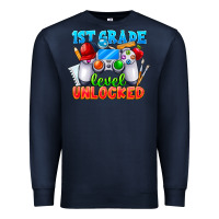 Navy 1st Grade Level Unlocked Premium Sweatshirt - CowhideDigitalArt
