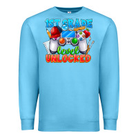 Ocean Blue 1st Grade Level Unlocked Premium Sweatshirt - CowhideDigitalArt