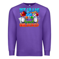 Purple 1st Grade Level Unlocked Premium Sweatshirt - CowhideDigitalArt