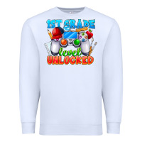 White 1st Grade Level Unlocked Premium Sweatshirt - CowhideDigitalArt