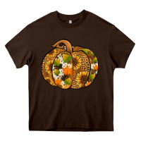 Chocolate Brown Leopard cowhide sunflower pumpkin Heavy Core Tee - NancyCooperArtShop