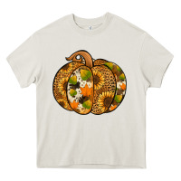 Cream Leopard cowhide sunflower pumpkin Heavy Core Tee - NancyCooperArtShop