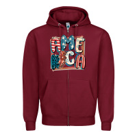 Burgundy America with lightning bolt 4th of july Zipper Hoodie - FaDigitalArtStudio