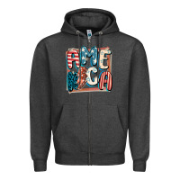 Charcoal Heather America with lightning bolt 4th of july Zipper Hoodie - FaDigitalArtStudio