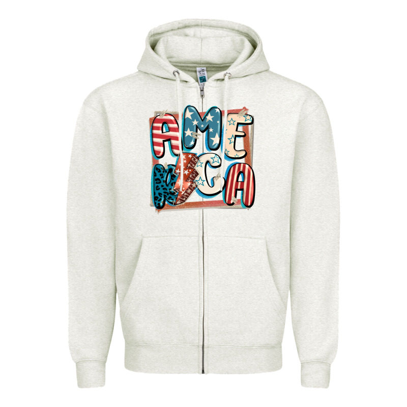 America With Lightning Bolt 4th Of July Zipper Hoodie by FaDigitalArtStudio | Teevron